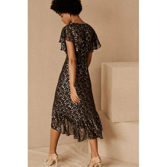 BHLDN Mestiza Valora Size 0 Metallic  Ruffle Silk Dress New! - Picture 3 of 3
